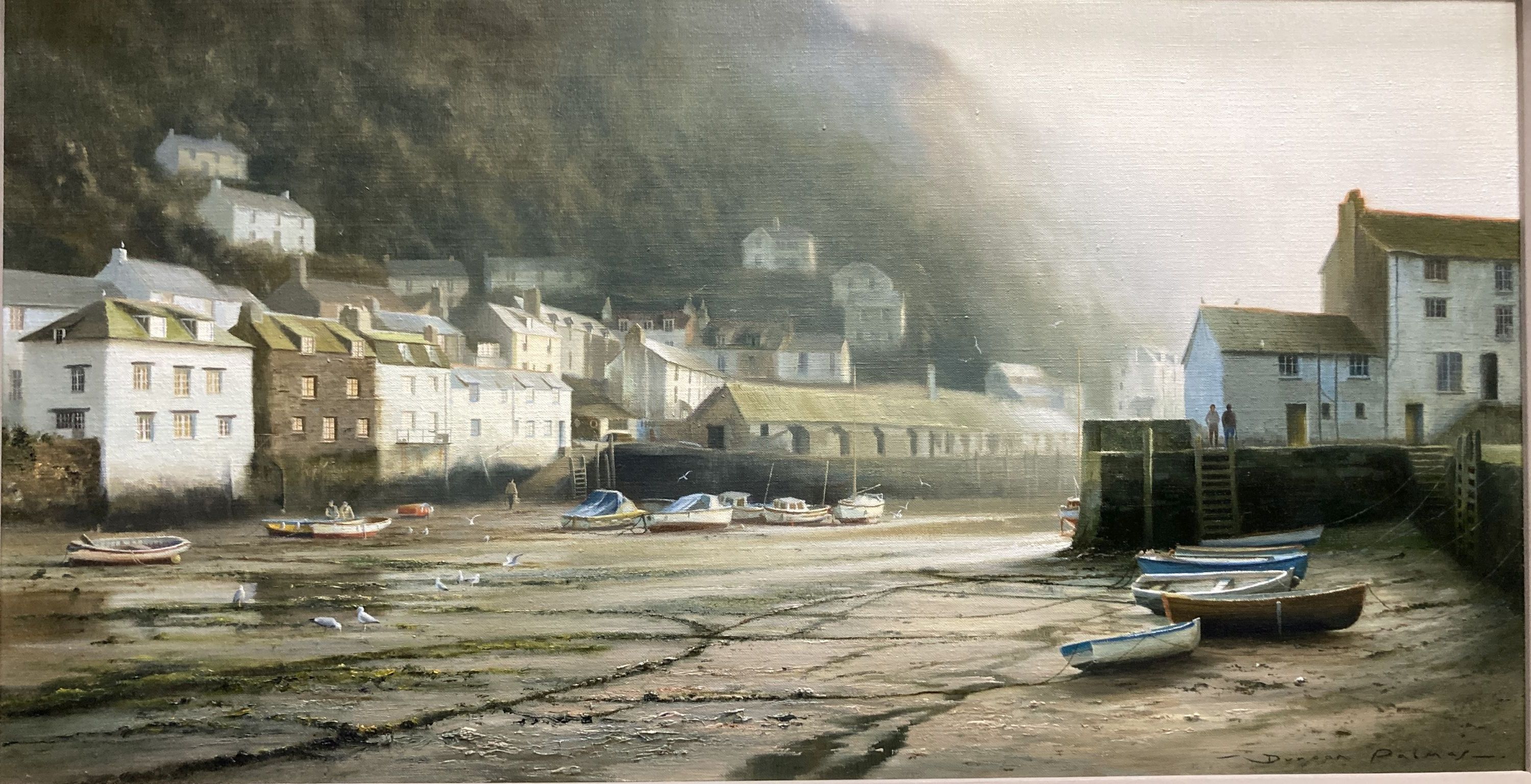 Duncan Palmas (b.1964), oil on canvas, Morning Mist, Polperro, signed, 39 x 75cm